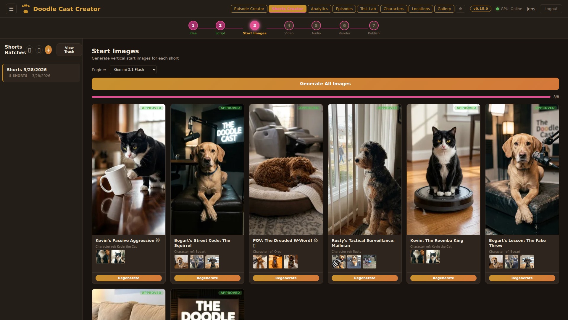 Start image generation with AI models and character references