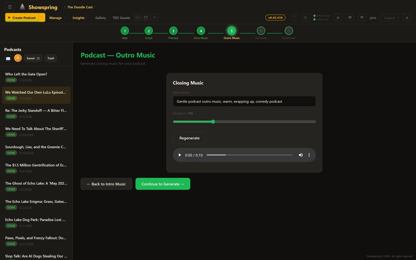 Podcast outro music generation